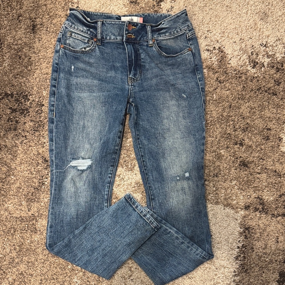 CAbi Distressed Blue Skinny Jeans